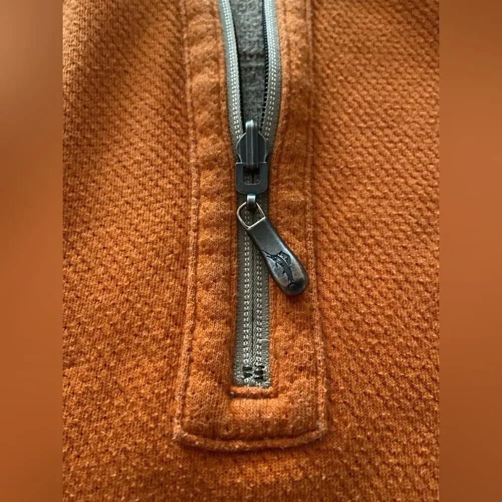 TOMMY BAHAMA Reversible Tan/Orange 1/4 Zip Cotton Pullover Sweater sz XLarge